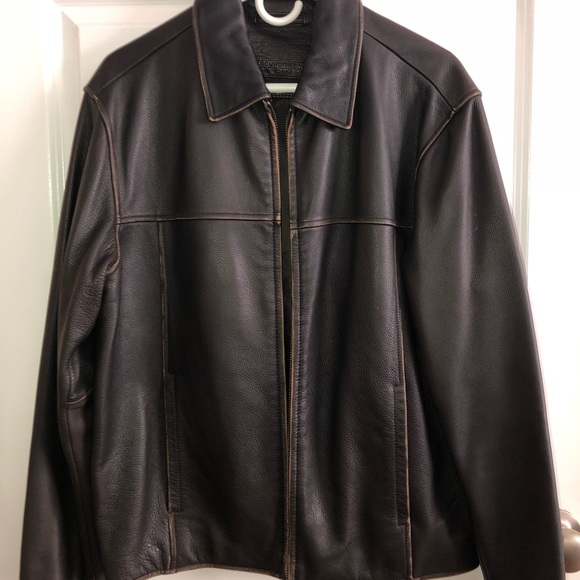 Genuine leather jacket, brown, men’s medium - Picture 1 of 2